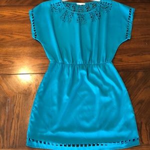 Lush laser cut aqua dress